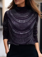 Elegancki top damski z długim rękawem i cekinami
