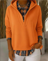 Bluza z kapturem, komplet dwuczęściowy, imitacja kratki