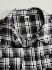 Długa sukienka w kratę w stylu retro z kołnierzykiem w kolorze czerwonobrązowym