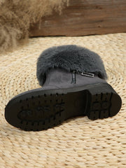 Damskie zimowe botki plus size z surowym brzegiem i blokowym obcasem z kaszmiru