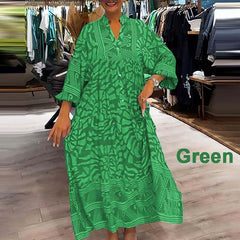 Damska luźna sukienka z nadrukiem z dekoltem w szpic