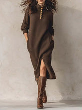 Damska sukienka z golfem w jednolitym kolorze, luźna, dzianinowa