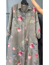 Kwiatowa damska bawełniana i lniana koszula