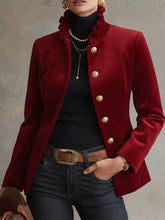 Damska kurtka vintage z aksamitu ze złotymi guzikami