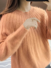 🔥Kaszmirowy, puszysty sweter w jednolitym kolorze