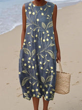 Damska sukienka bez rękawów z nadrukiem kwiatowym