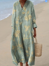 Lekka sukienka midi damska z dekoltem w serek