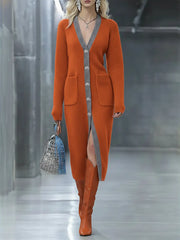 Damska sukienka-sweter kardigan w bloki kolorystyczne