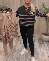 Casualowe dwuczęściowe zestawy sportowe w paski