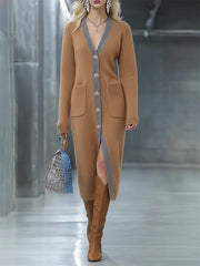 Damska sukienka-sweter kardigan w bloki kolorystyczne