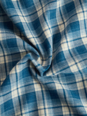 Długa sukienka w kratę w stylu retro z kołnierzykiem w kolorze czerwonobrązowym