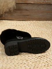 Damskie zimowe botki plus size z surowym brzegiem i blokowym obcasem z kaszmiru