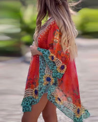 Elegancka bluzka w stylu boho z nadrukiem etnicznym