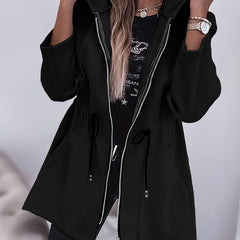 Damska kurtka z kapturem i zamkiem błyskawicznym