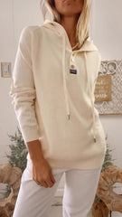 Damski top z okrągłym dekoltem i kapturem, ściągany sznurkiem, swobodny