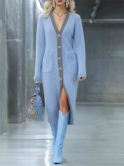 Damska sukienka-sweter kardigan w bloki kolorystyczne