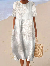 Damska sukienka casualowa z nadrukiem i okrągłym dekoltem i krótkim rękawem