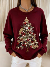 Damska bluza z okrągłym dekoltem i nadrukiem choinki