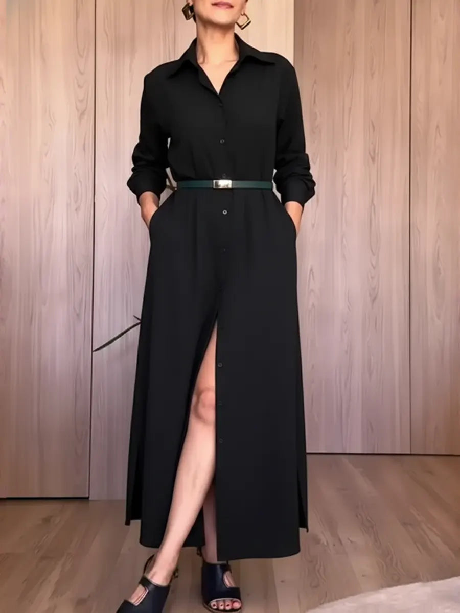 Damska swobodna bawełniana sukienka koszulowa