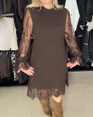 Elegancka sukienka damska z koronką patchworkową