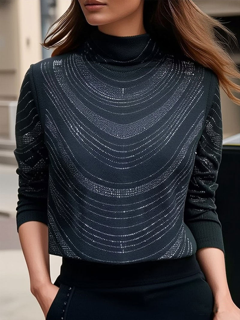 Elegancki top damski z długim rękawem i cekinami