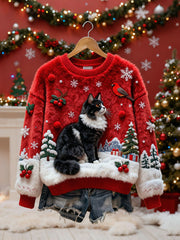 Damski sweterek świąteczny z motywem kota