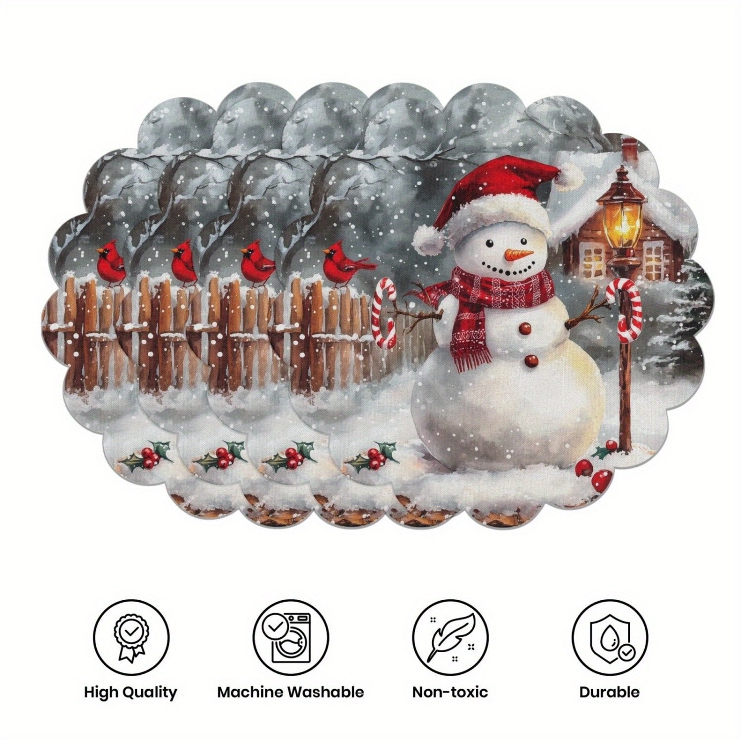 10 szt. Zimowe podkładki w kształcie poinsecji i szyszek sosnowych, podkładki na stół z antypoślizgowej tkaniny