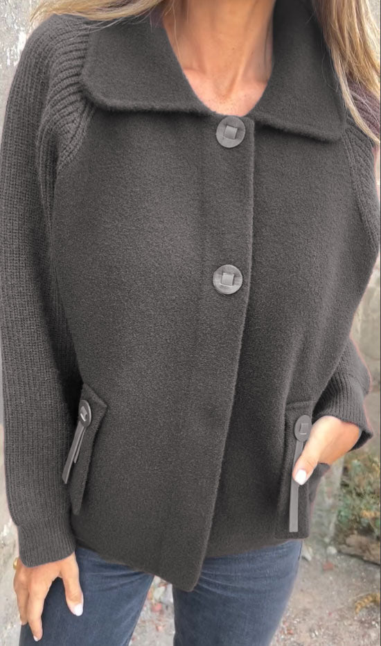 Damska swobodna kurtka kardigan z klapami