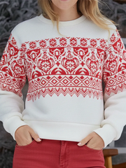 Bluza z okrągłym dekoltem i nadrukiem w stylu retro Fair Isle