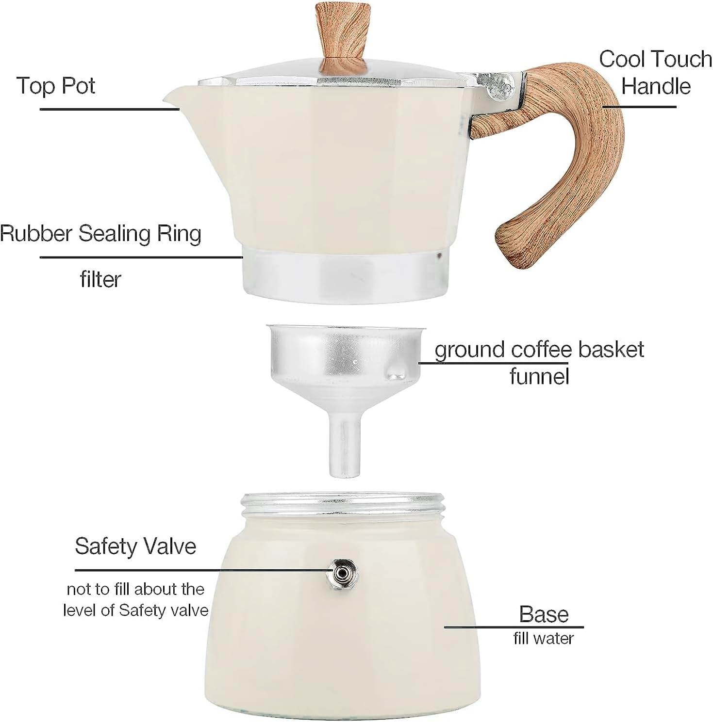 Aluminiowy ekspres do kawy Moka Pot 3/6, filiżanki do espresso, ekspres przelewowy do espresso i kawy, przenośny ekspres do kawy włoskiej i kubańskiej na kuchenkę do domu i na kemping