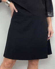 Damska sukienka z koronką i kryształkami, z rękawami o długości 3/4