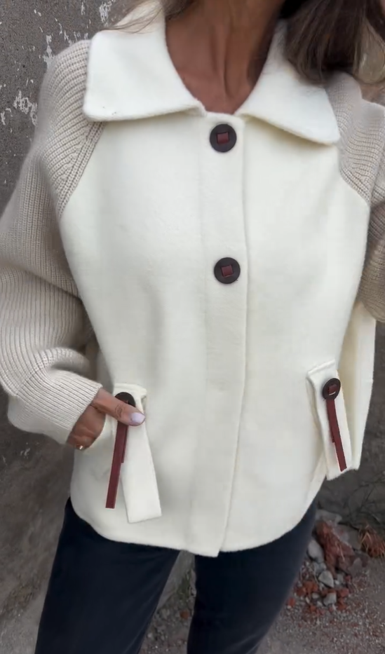 Damska swobodna kurtka kardigan z klapami