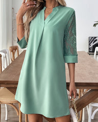 Elegancka koronkowa sukienka z krótkimi rękawami