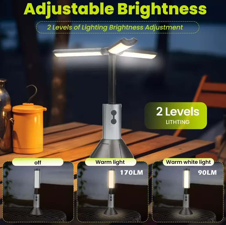 4-biegowa, chowana lampa kempingowa LED