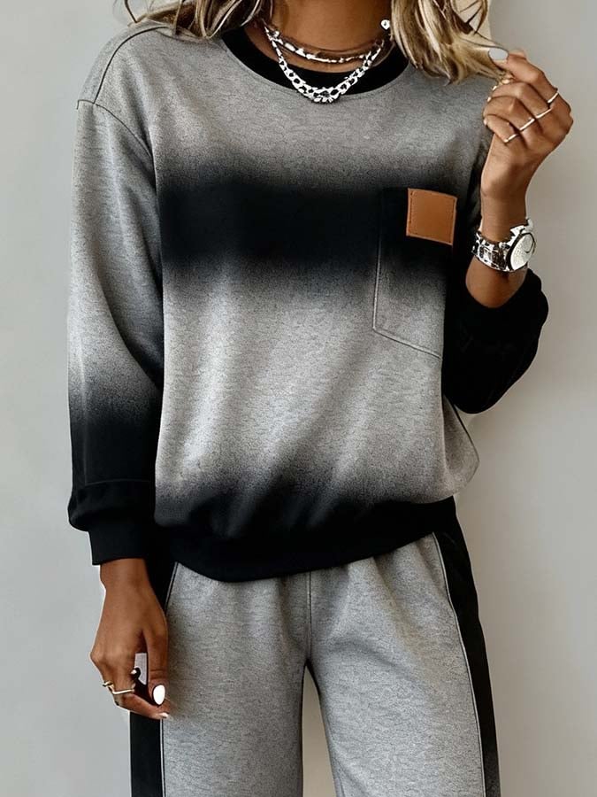 Damski zestaw casualowy w kontrastowych kolorach z gradientem