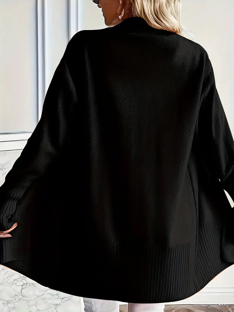 Damski oversize'owy kardigan dzianinowy – jesienno-zimowy, wygodny sweter z otwartym przodem