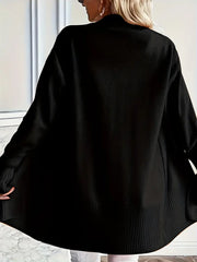 Damski oversize'owy kardigan dzianinowy – jesienno-zimowy, wygodny sweter z otwartym przodem