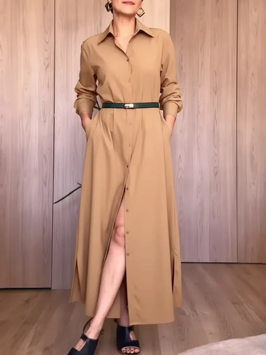 Damska swobodna bawełniana sukienka koszulowa