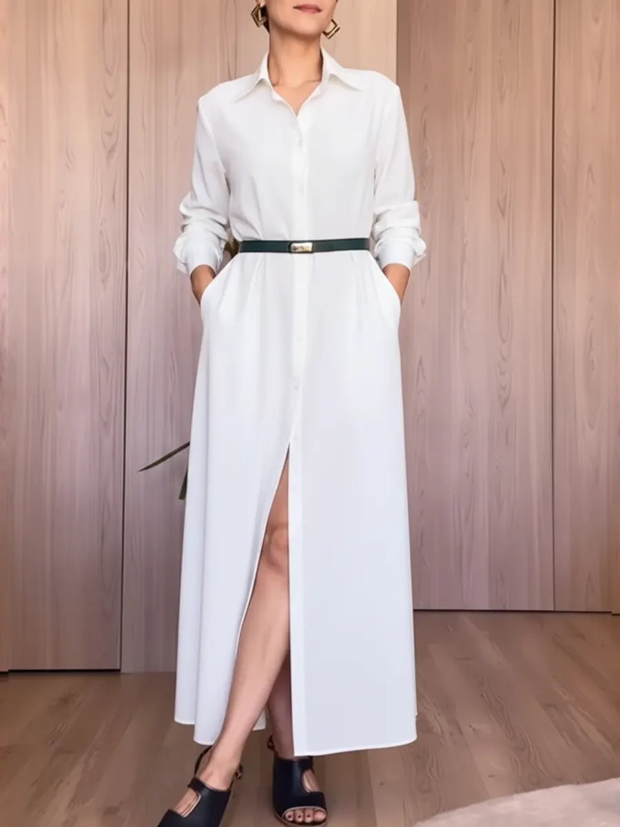 Damska swobodna bawełniana sukienka koszulowa