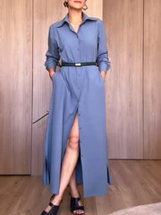 Damska swobodna bawełniana sukienka koszulowa