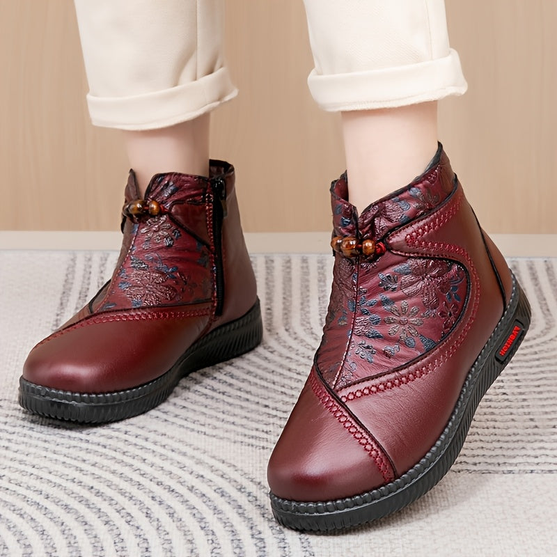 Damskie zimowe buty w kwiaty w stylu vintage – ciepłe, antypoślizgowe i wygodne
