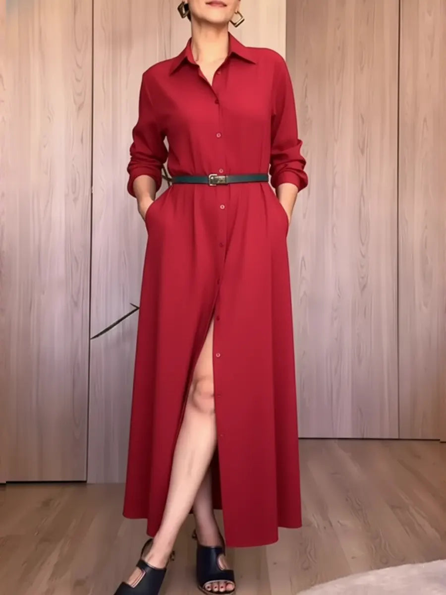 Damska swobodna bawełniana sukienka koszulowa