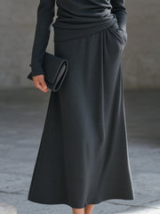 Elegancki dwuczęściowy komplet sukienek w jednolitym kolorze, drapowany