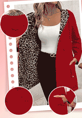 Dwustronny płaszcz z kapturem i nadrukiem w panterkę