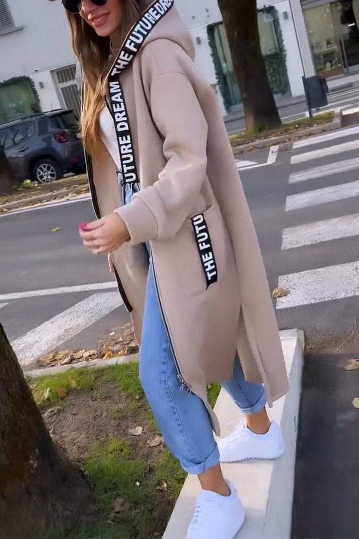 🍂Damski długi płaszcz z kapturem