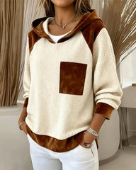 Bluza z kapturem w blokach kolorów, casualowa