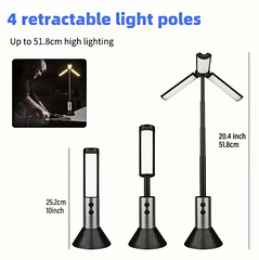 4-biegowa, chowana lampa kempingowa LED