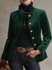 Damska kurtka vintage z aksamitu ze złotymi guzikami