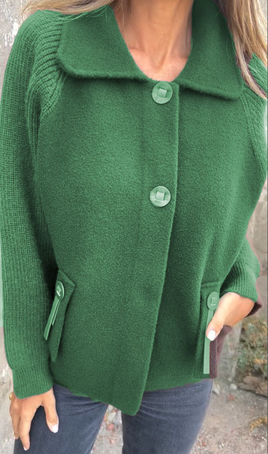 Damska swobodna kurtka kardigan z klapami
