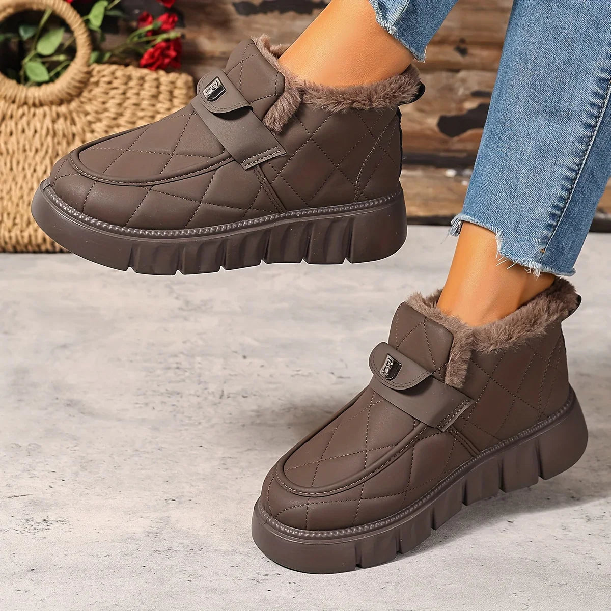 Ciepłe, antypoślizgowe buty damskie